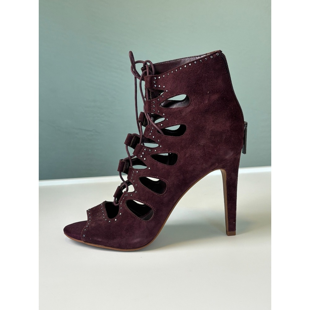 BCBGeneration Burgundy Suede Cutout Lace Up Heels Size 8.5 Consign